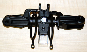 The main rotor pitch housings assembled to the main rotor hub.