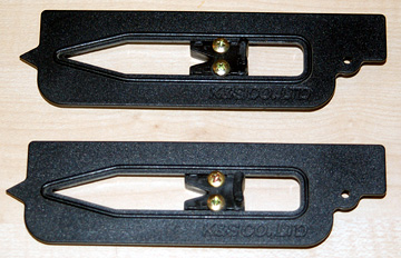 A pair of paddle pitch guages used to ensure the paddles are absolutely level with each other. 