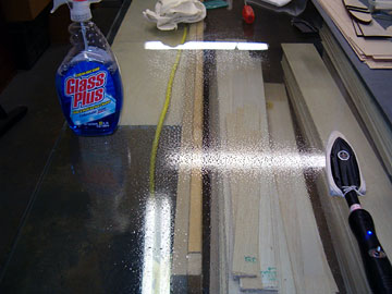 Clean your glass thoroughly. Spray window cleaner and place the first piece of covering on it.