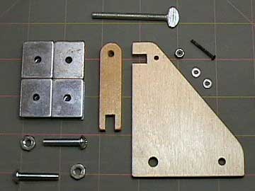 All the parts and hardware for a complete fixture assembly with a vertical press.