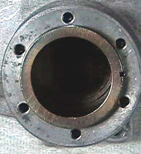 The cylinder liner properly aligned and seated in the crankcase