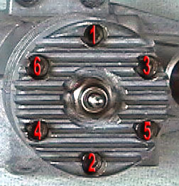 Photo showing the correct sequence to tighten the bolts down to ensure the head is properly seated and sealed