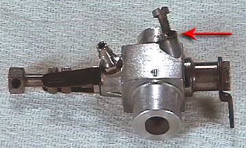 Back of carburetor showing location of throttle-stop screw