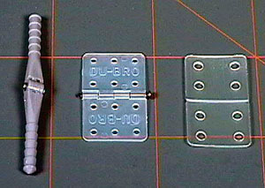 Typical Hinges - Robart Hinge Point, Dubro Pinned Hinge and Hayes Polypropylene Hinge.