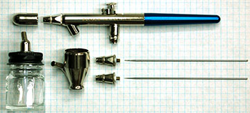 Badger 150 Airbrush - Double action, internal mix, siphon feed.