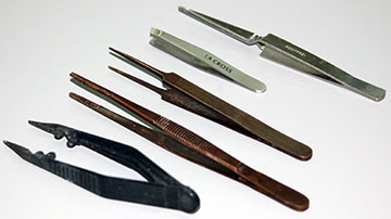 Various styles of tweezers are very useful for model-builders.